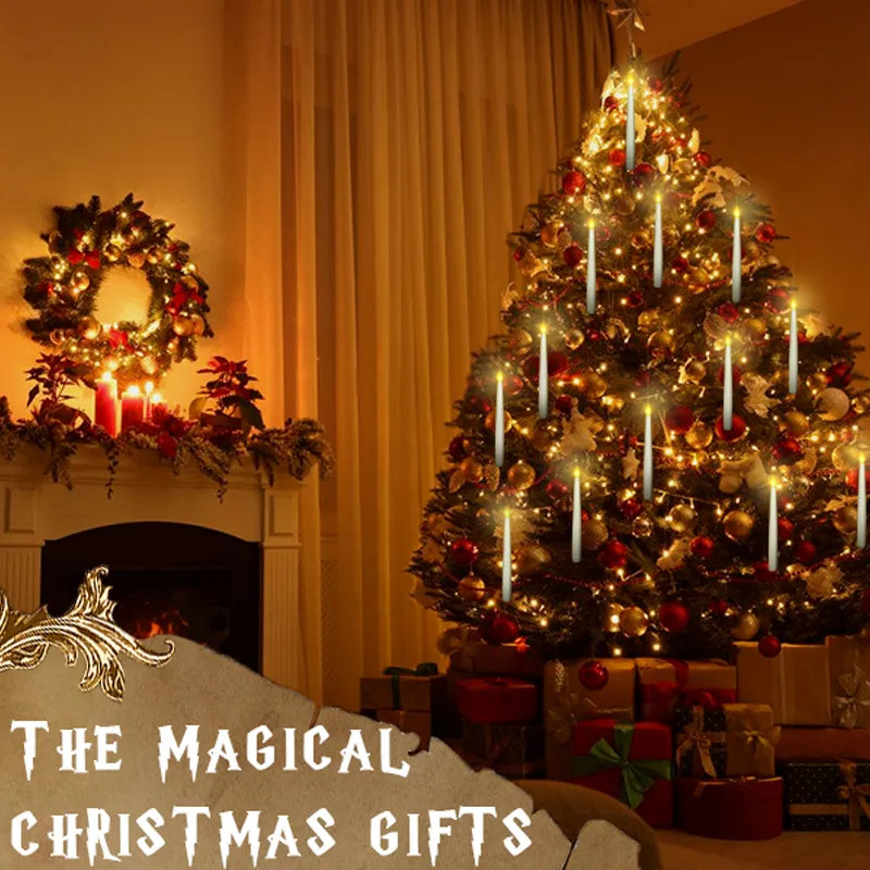 20 Pcs Floating Candles with Wand, Christmas Decoration Magic Hanging  Candles, F